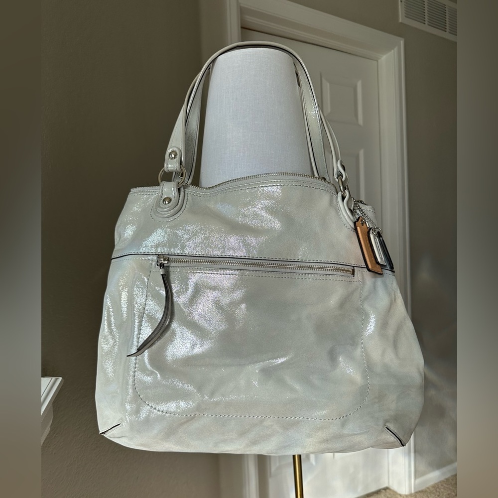 Coach Poppy Glam Tote Purse. Metallic Stardust Color